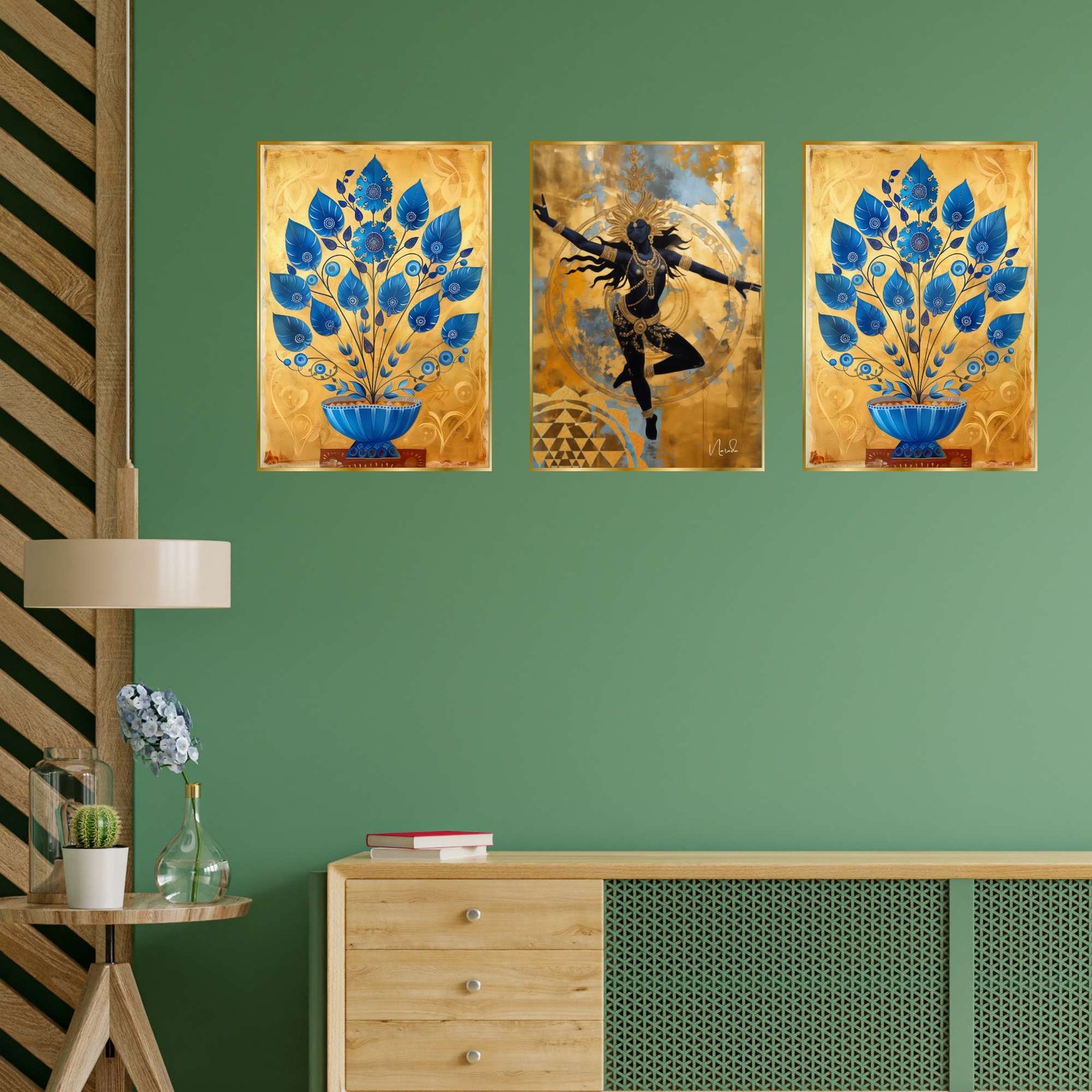 Set of Three Wall Paintings for Wall Dacoration Golden Framed Wall Paintings for Living Room & Bedroom Wall Art for Home Decoration & Office Wall Décor (18x12 inch CH-GD3-10) - Image 2